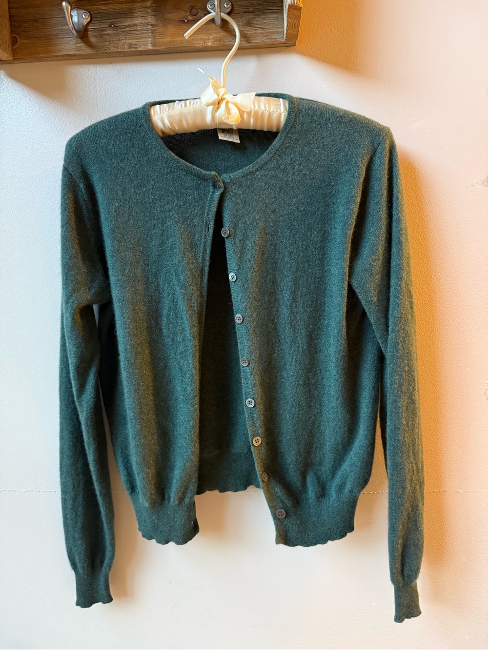 Vintage L.L.Bean 100% Cashmere Cardigan XS Forest Green